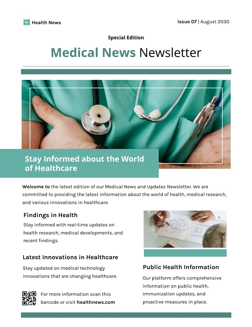 Medical News Newsletter Template Venngage