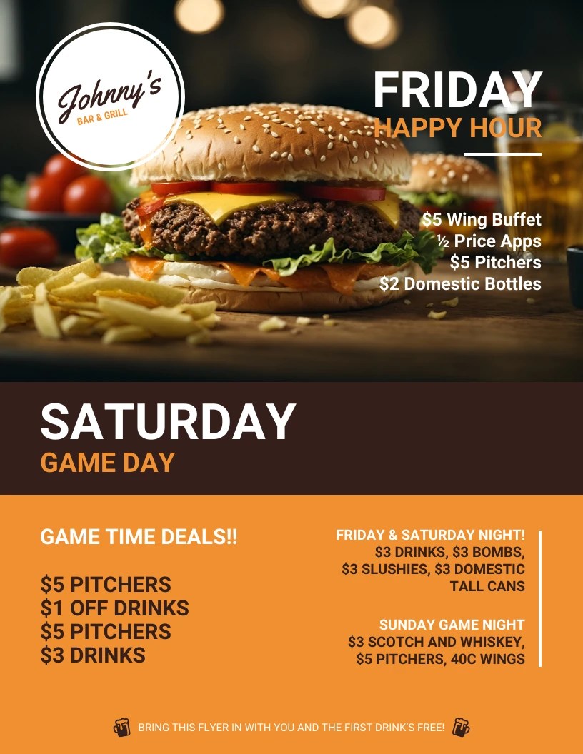 Dépliant BarRestaurant Venngage