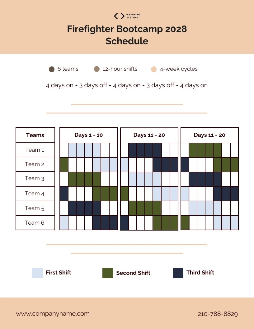 Simple Firefighter Bootcamp Schedule Template Venngage