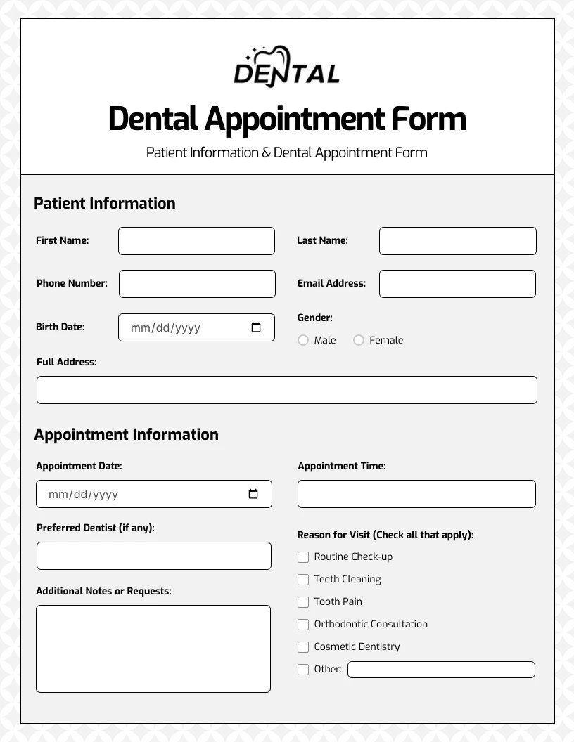 Appointment Form Format Example Template Venngage