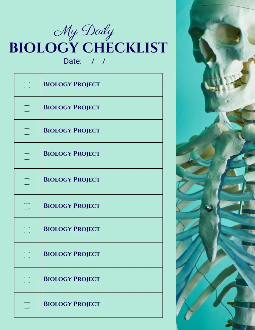 Light Green Daily Biology Checklist Template Venngage