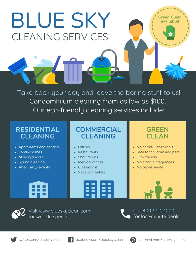 Colorful Cleaning Services Flyer Template Venngage