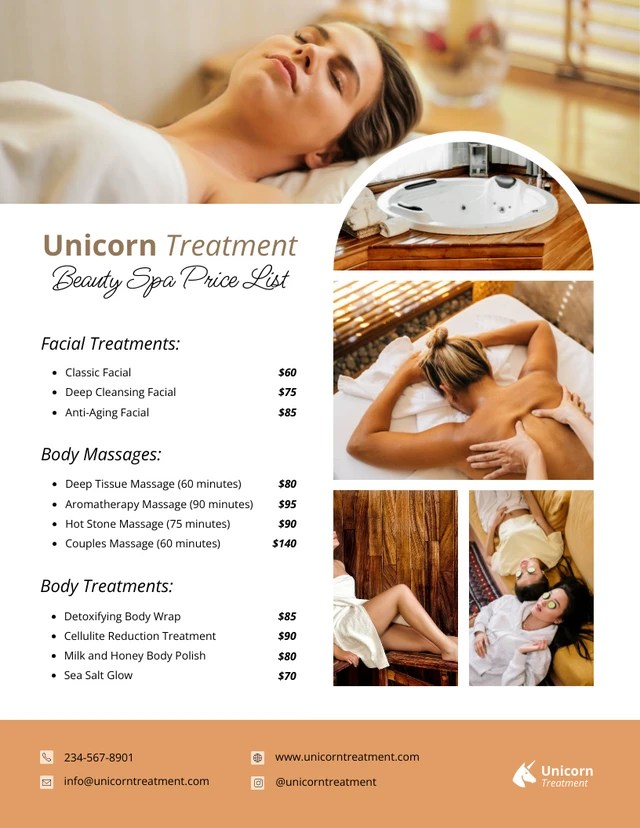 Beauty SPA Price List Template Venngage
