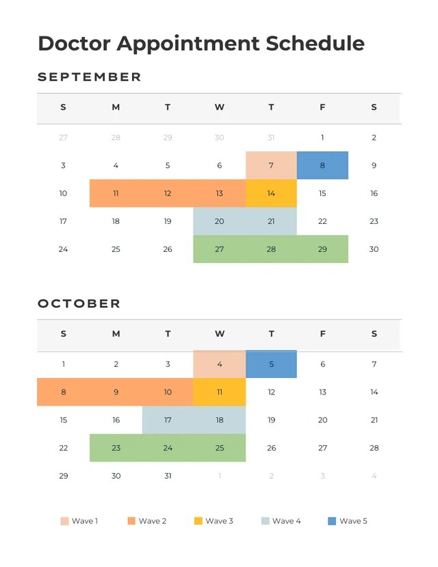 White Doctor Appointment Wave Schedule Template Venngage White Doctor Appointment Wave Schedule Template Venngage