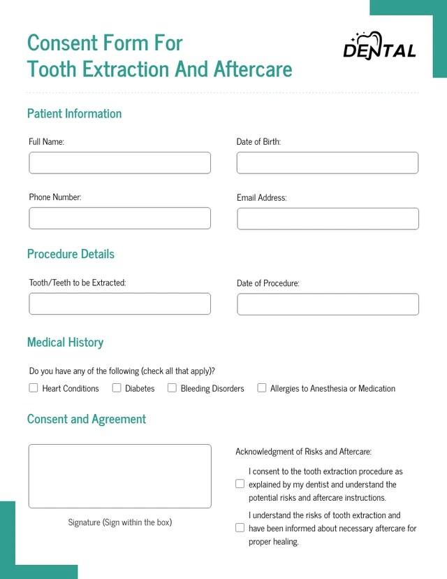 Dental Consent Form Template Venngage