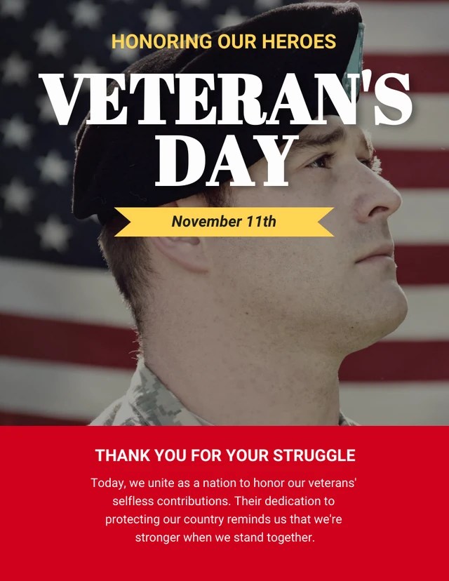Red Blue United States Veterans Day Poster Venngage