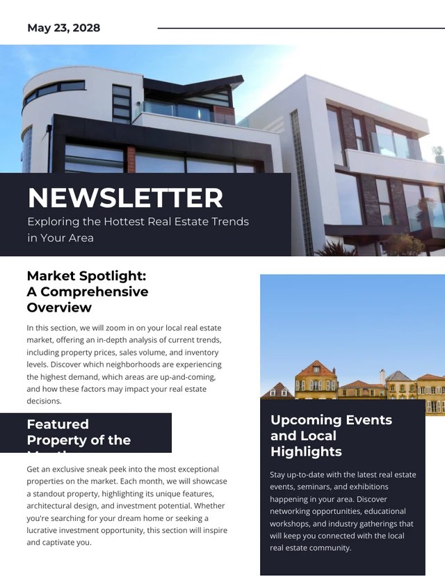 Minimalist Design Real Estate Newsletter Template Venngage