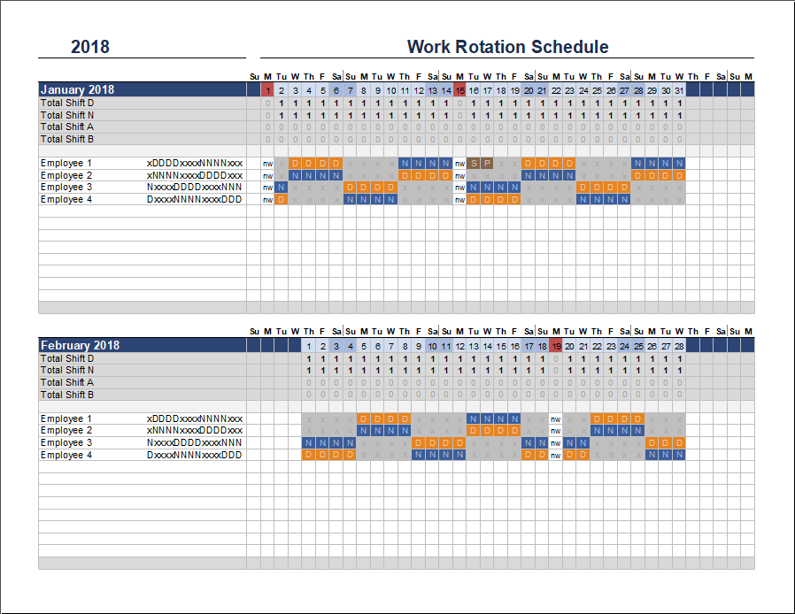 Monthly Rotation Schedule - Free Rotation Schedule Template