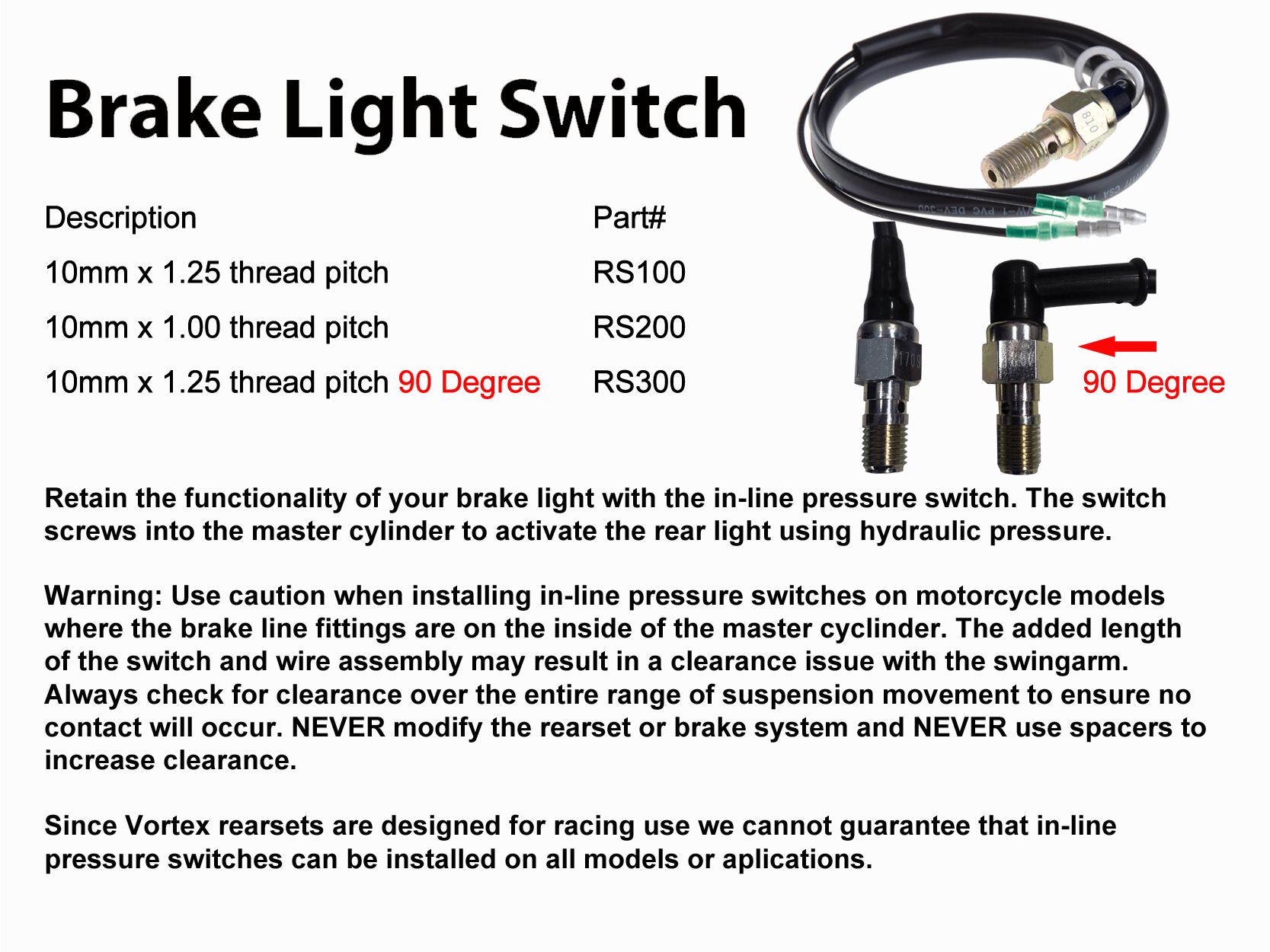 Pressure Switches Vortex Racing