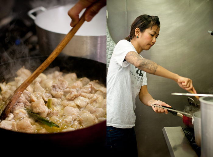 Making Khao Man Gai in Nong's Commissary Kitchen, Now Open to Public