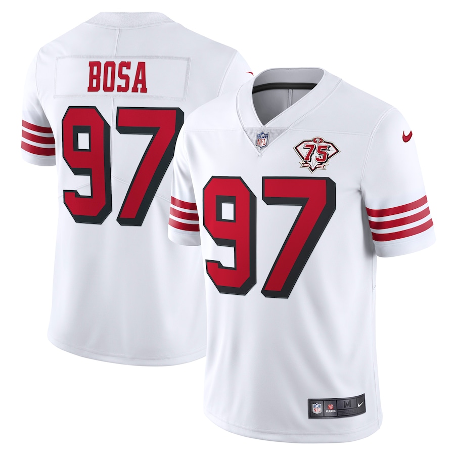 49ers ‘94 throwbacks, 75thanniversary, and white vapor jerseys are