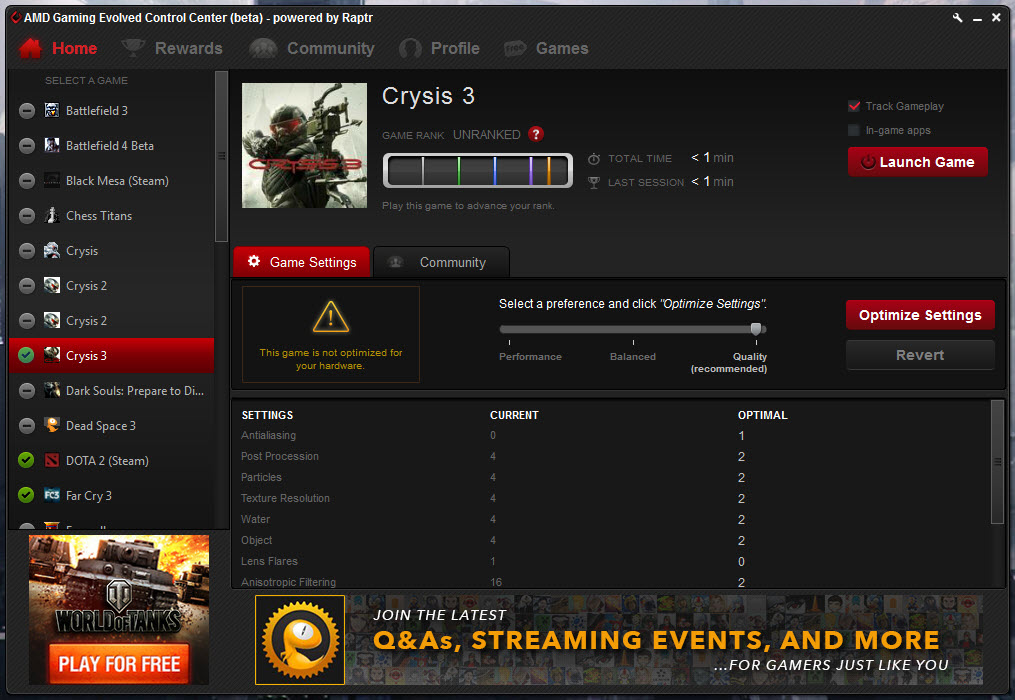 Preview AMD Gaming Evolved App by Raptr Gaming and Optimization Made Preview AMD Gaming Evolved App by Raptr Gaming and Optimization Made