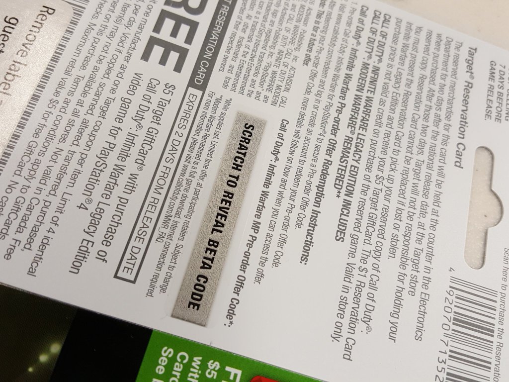 Grab Infinite Warfare For $1 At Gamestop (With A Crappy Trade Deal) – Destructoid Call Of Duty Infinite Warfare Beta Revealed By Target Reservation Card