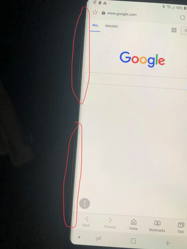 Galaxy Note 9 Has a Light Leak Problem Visible Ray Can Be Seen Along