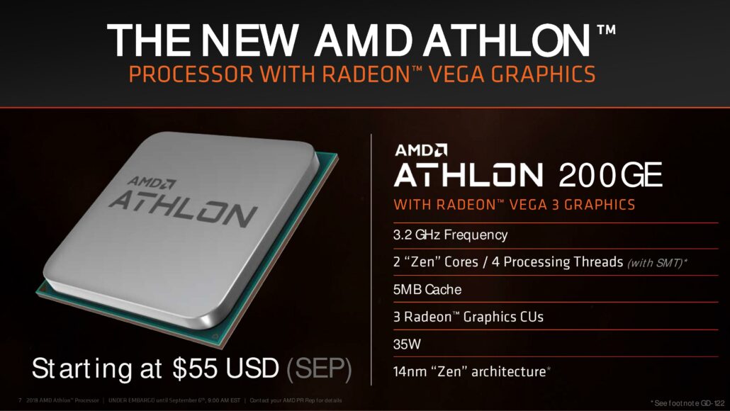 AMD Intros 55 US Athlon CPU With Zen and Vega Cores For
