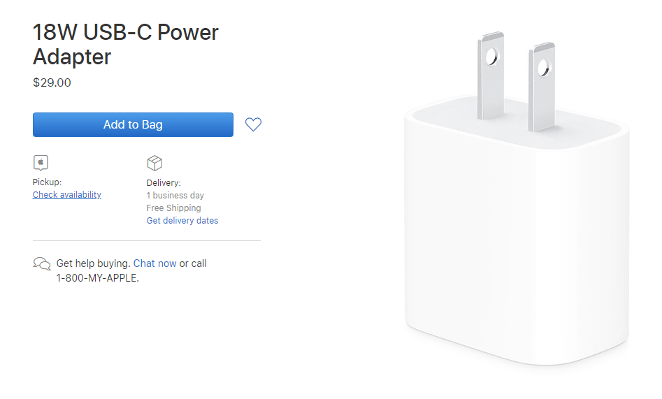 Apple Has Started Selling Its 18Watt USBC Power Adapter