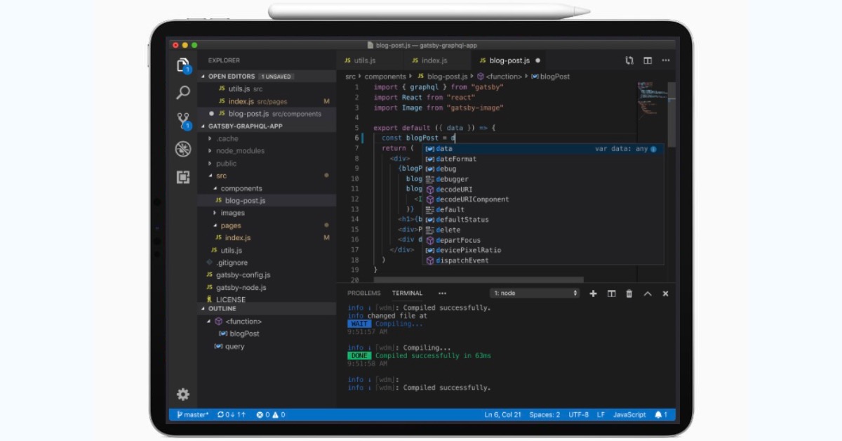 Visual Studio Code Runs Well in Safari on iPad with Cursor Support