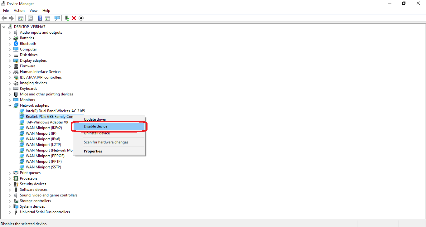 How to Disable Network Adapters on Windows 10