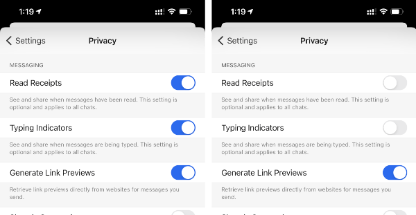 Disable Read Receipts, Typing Indicator in Signal for iPhone, Android