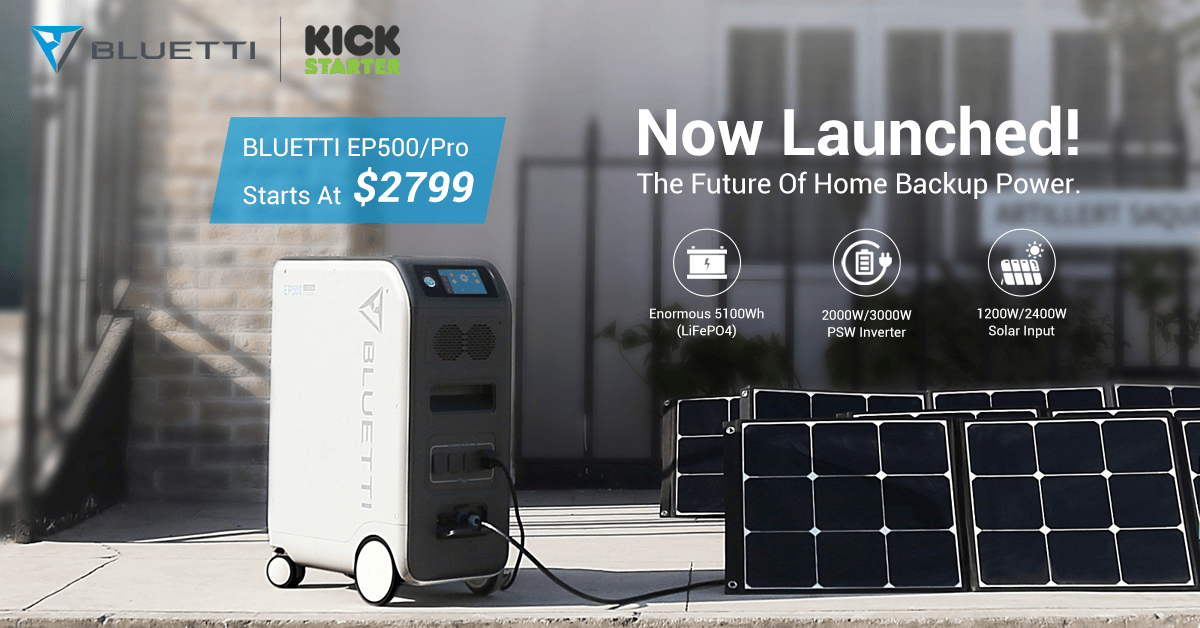BLUETTI EP500/Pro Officially Launched 5.1KWh Mobile Solar Battery For
