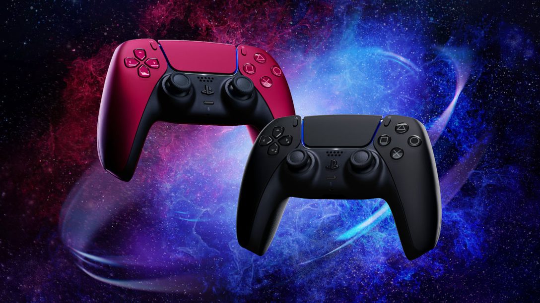 PlayStation 5 DualSense Controller Cosmic Red and Midnight Black Colors
