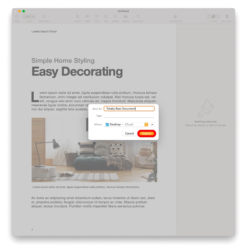 Convert Apple Pages Document to Microsoft Word docx on Mac [Tutorial]