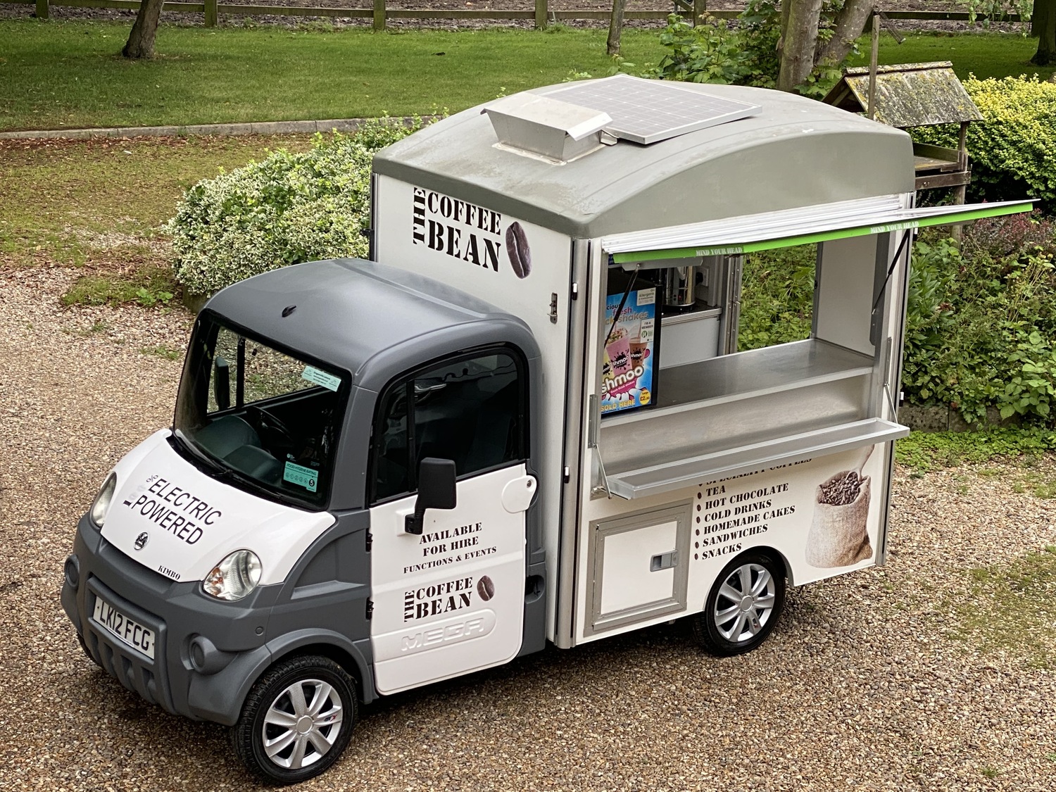 Towability Coffee Food Catering Van Stand Inside Aixam Mega Electric