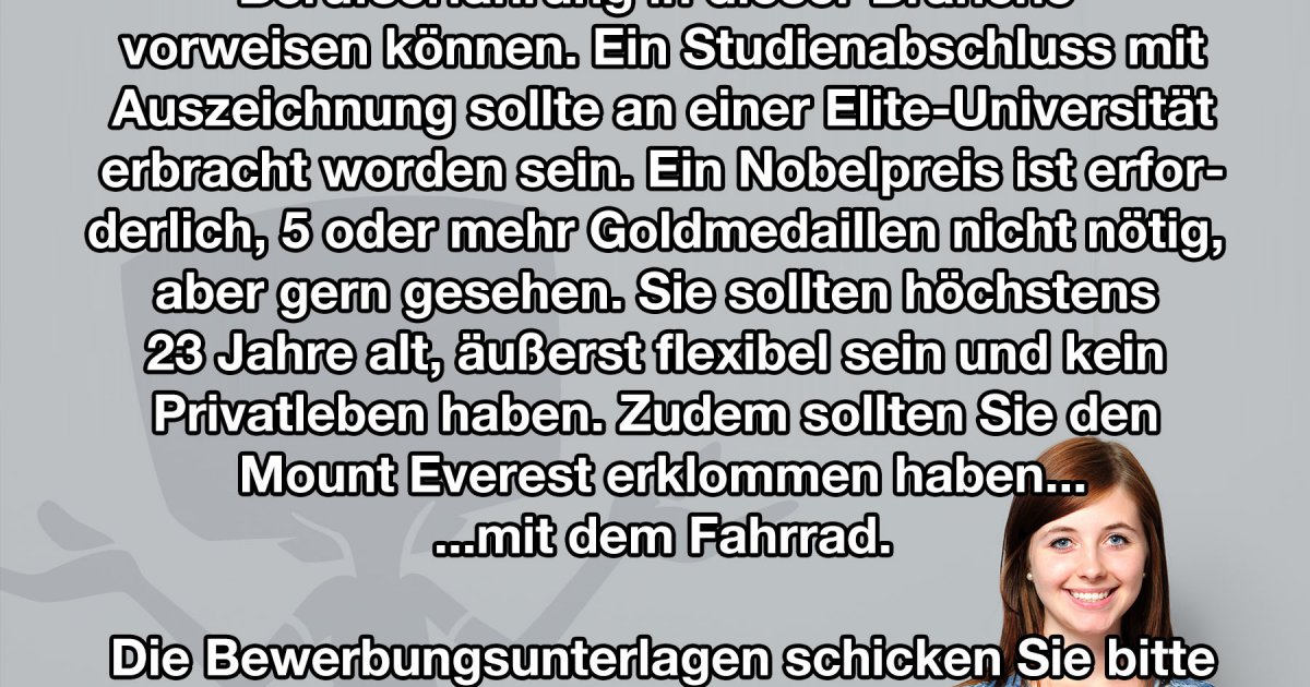 Nur eine übliche Stellenausschreibung heutzutage Fun Bild Webfail