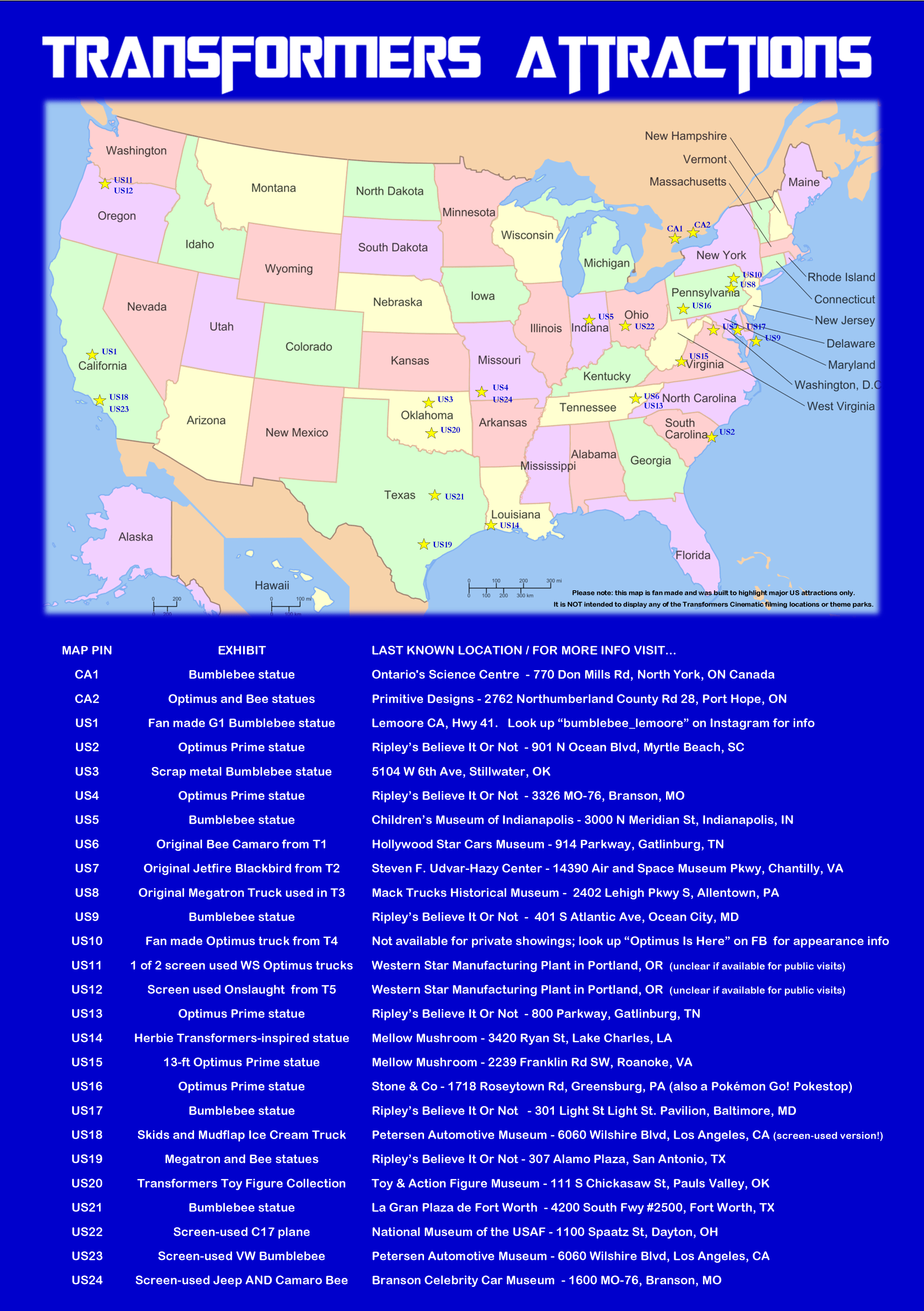 Map Of Usa Roadside Attractions 88 World Maps