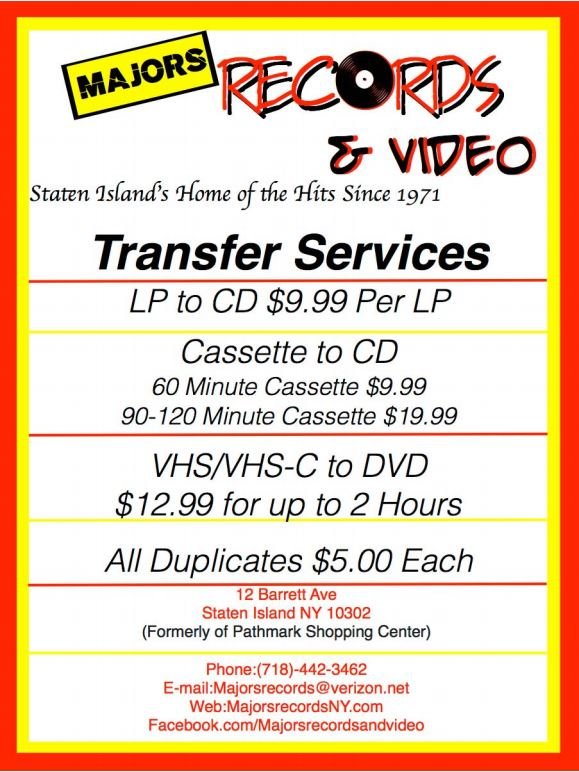 Record Store Staten Island, NY Majors Records & Video