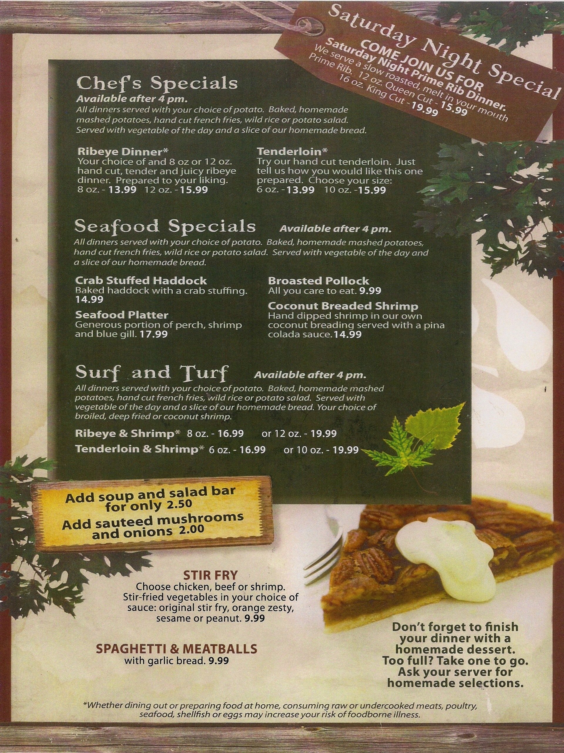 Schueller's Great Exspechtations LLC Menu Waupaca, WI