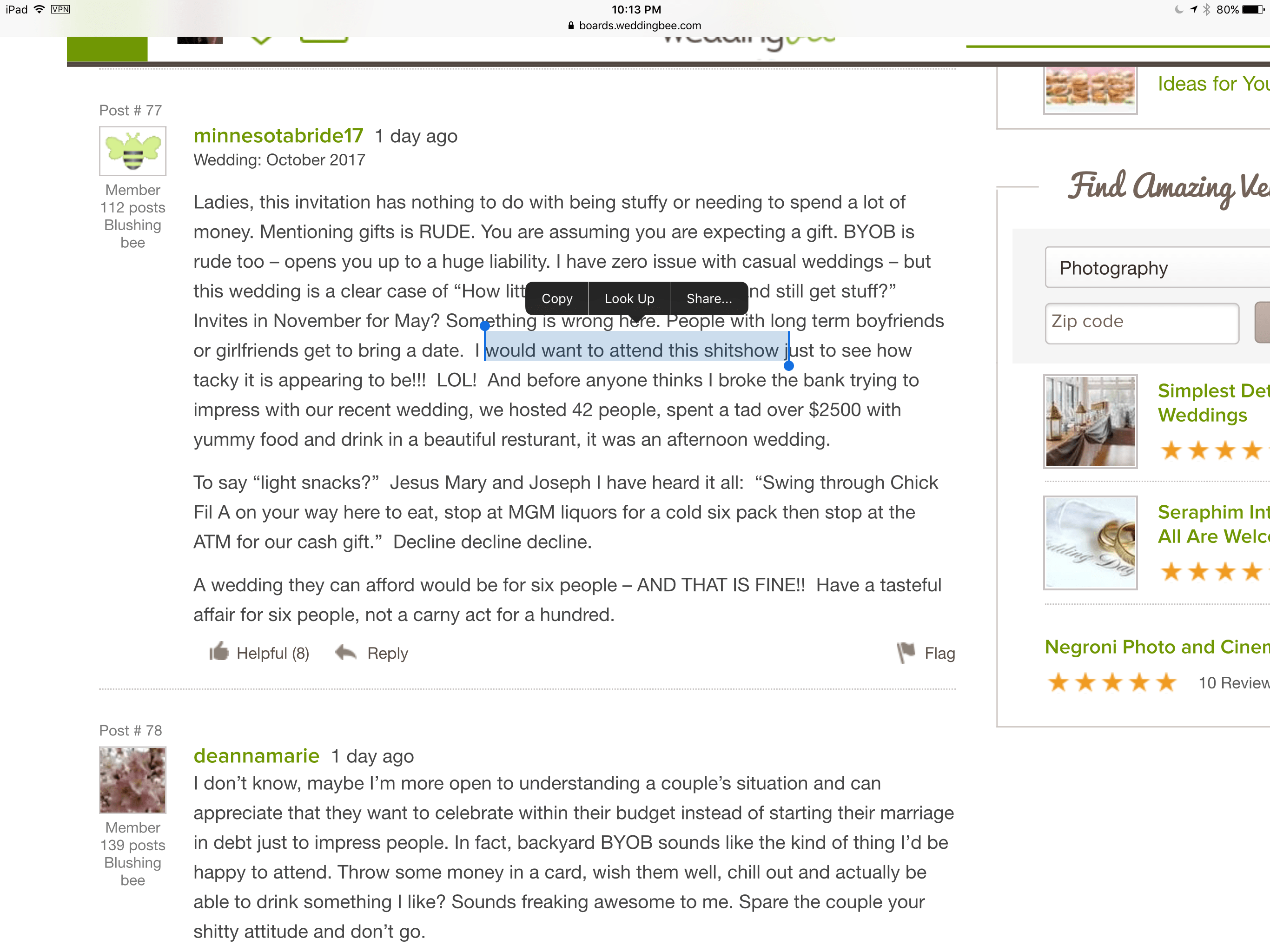 Wedding Invitation Says No Meal, No Boxed Gifts, and BYOB? Page 7