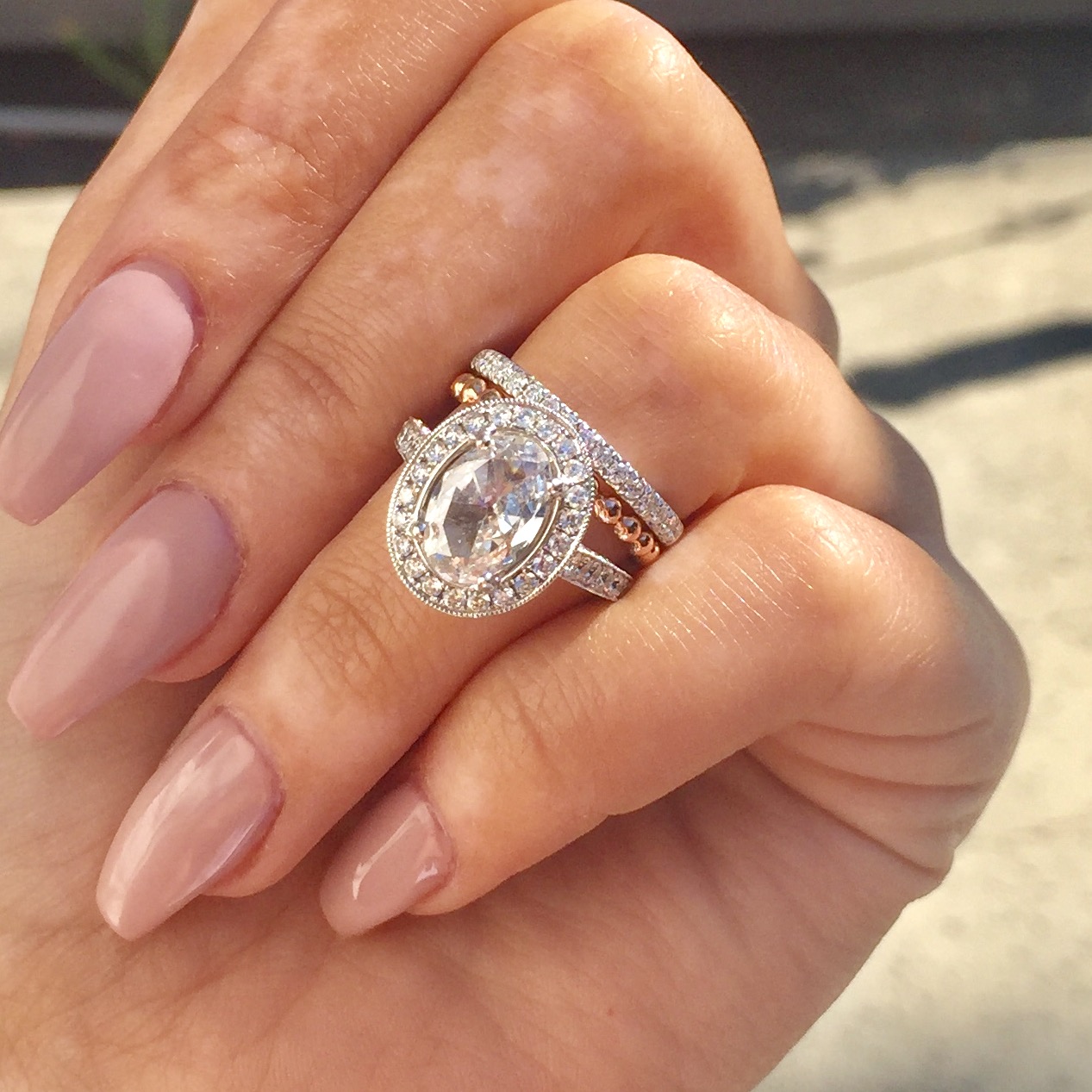 White Gold ERing with Rose Gold Bands!