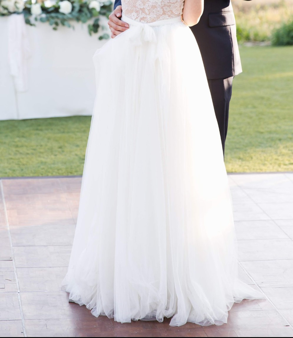 Bustle with tulle overlay?