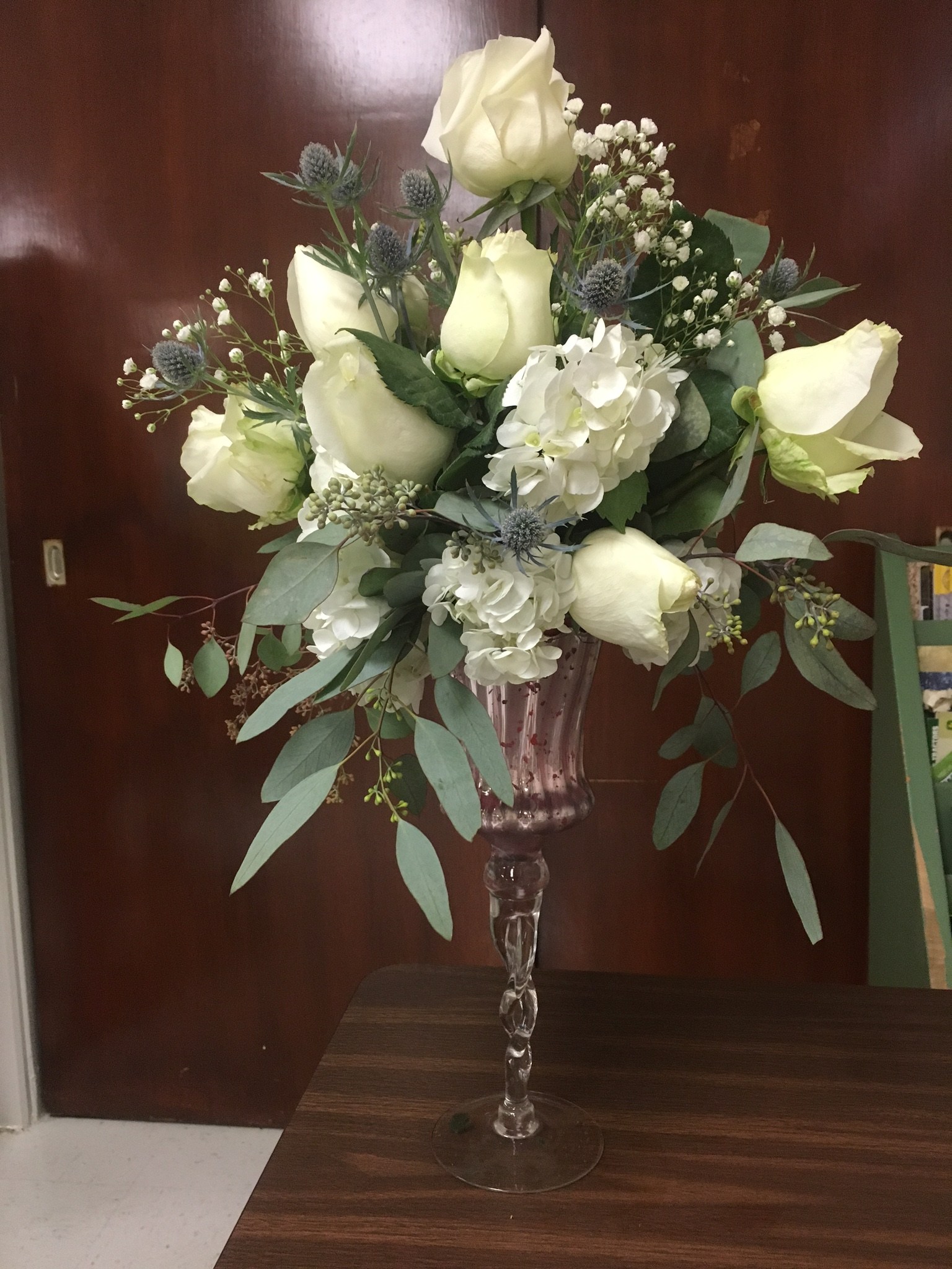 Pink Mercury Glass Pedestal Candle Holders