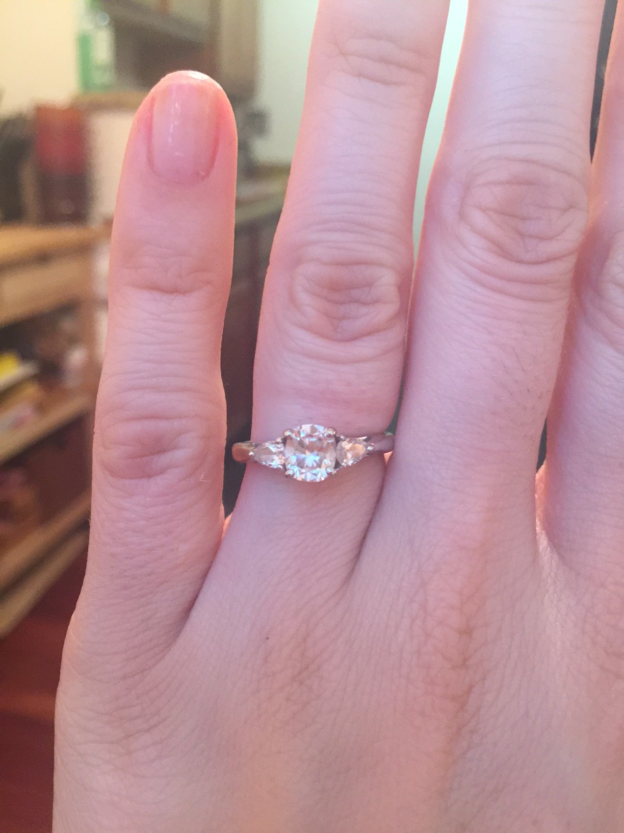 Show me your wedding bands with three stone ering!