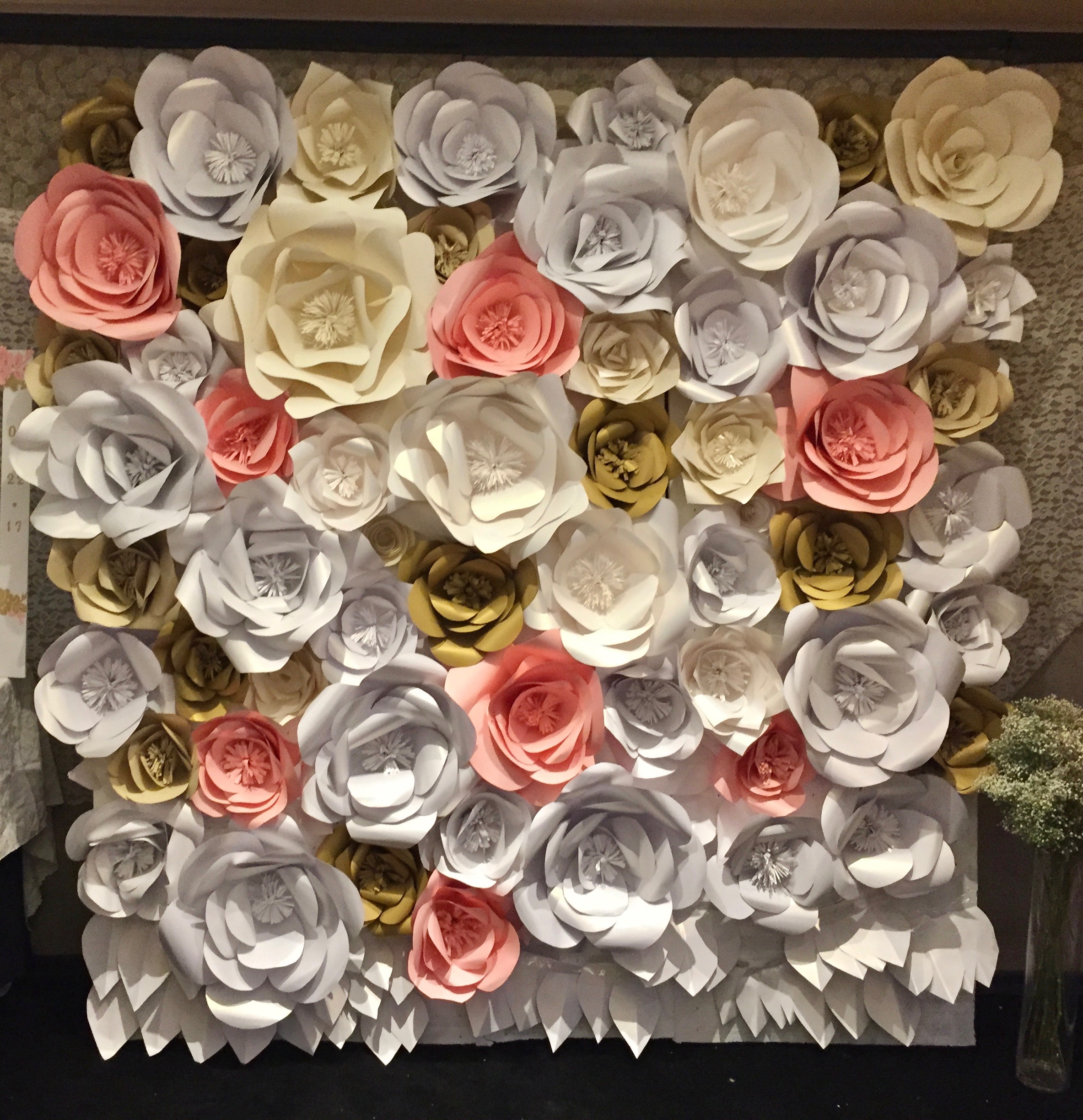 Flower wall for photo booth area