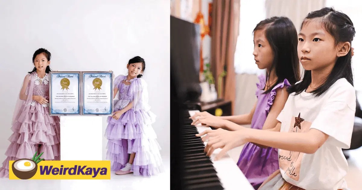7yo Puchong Twins Enter Malaysia Book Of Records For Completing Piano