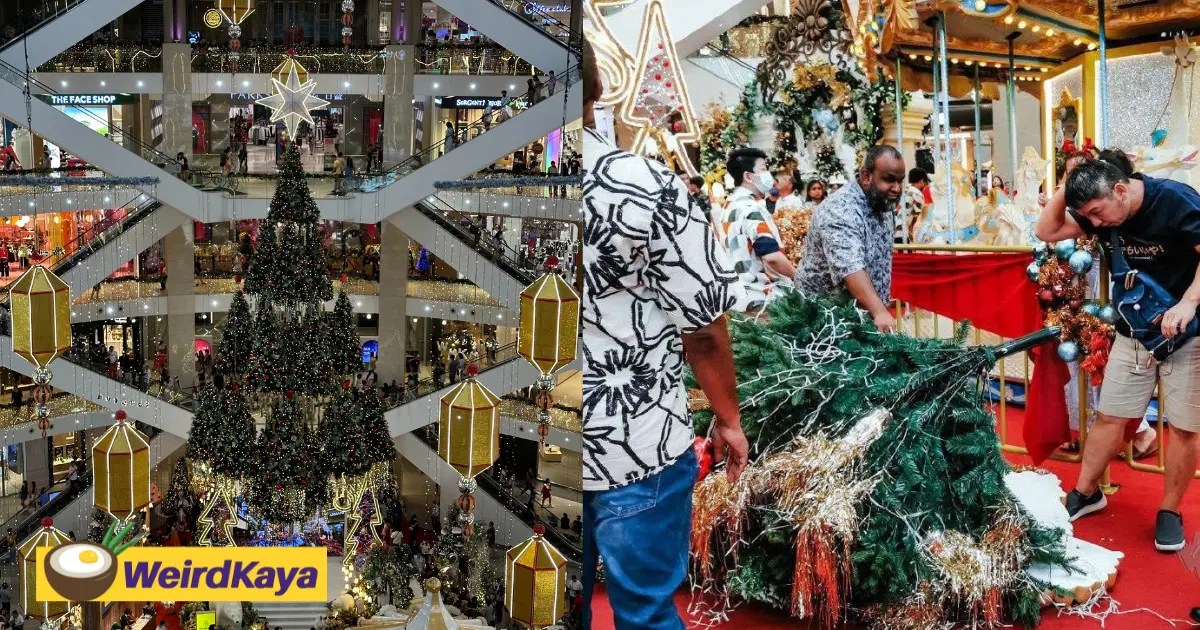 Christmas Tree Decor Drops On Top Of SG Man's Head At Pavilion KL