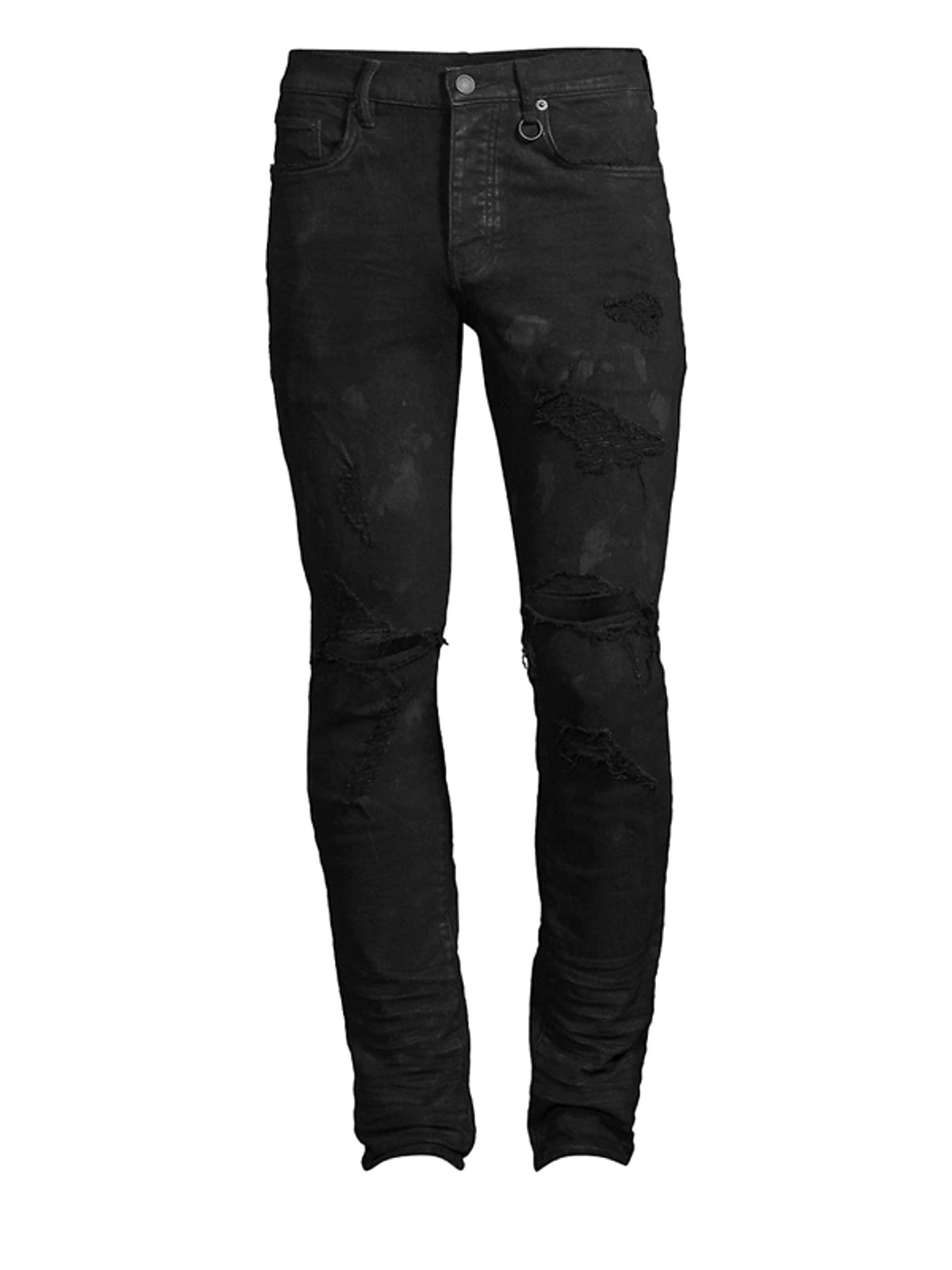 Purple Brand Stretch Destroyed Black Oil Spill Slim Fit Jeans WHAT’S