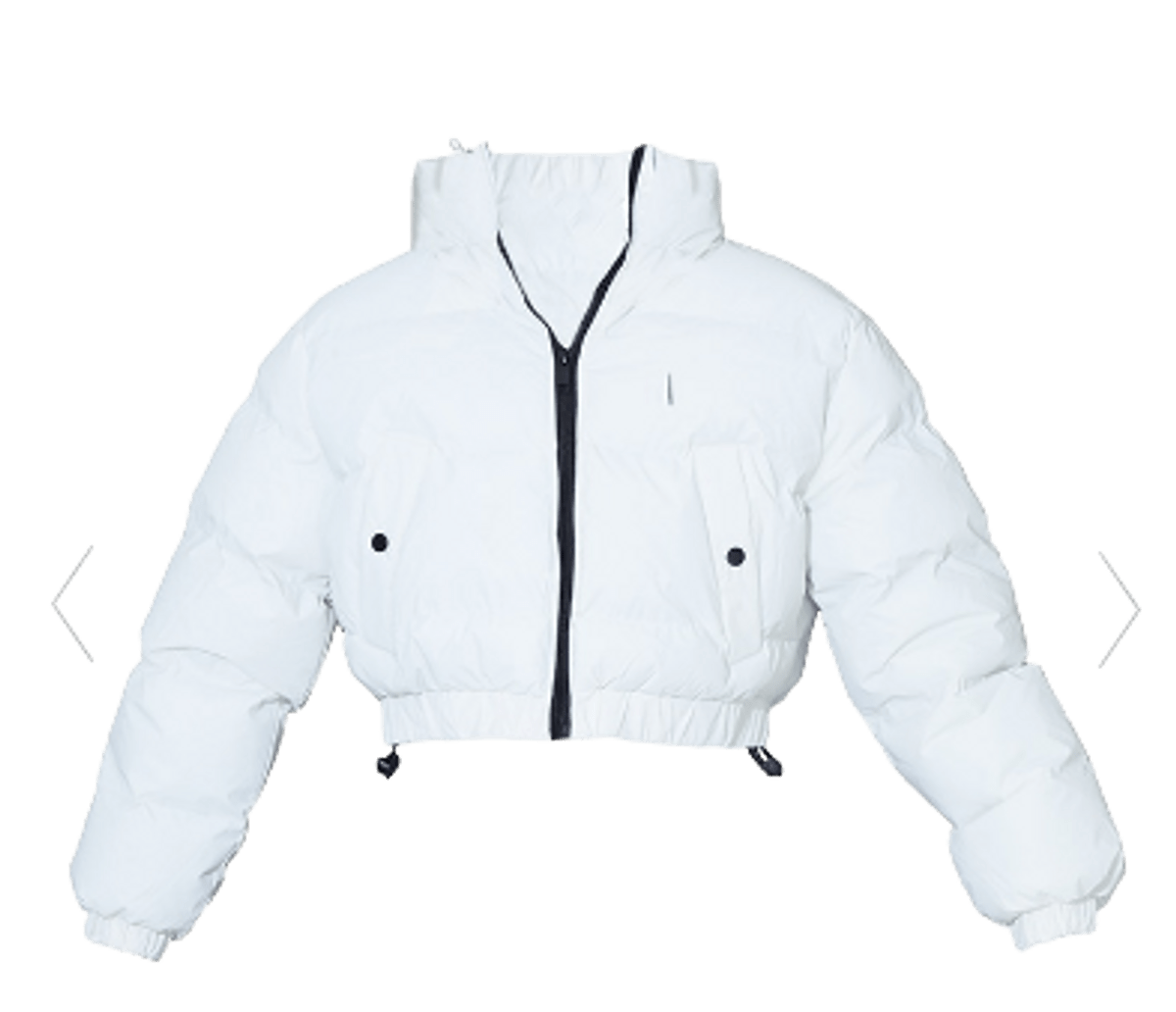Pretty Little Thing White Reflective Jacket WHAT’S ON THE STAR?