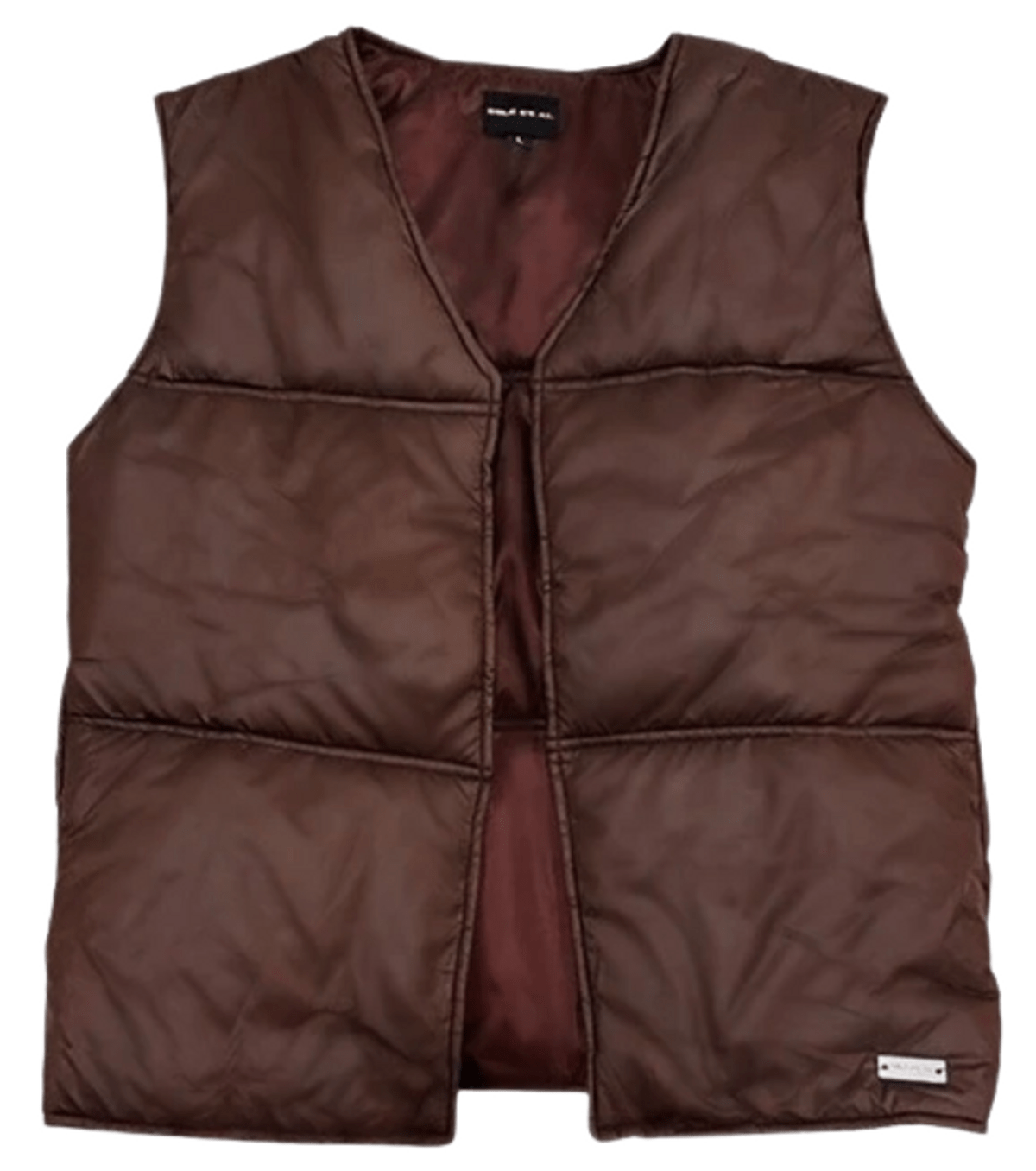 Sole et. Al Metal Logo Detailing Brown Tech Puffer Vest WHAT’S ON THE