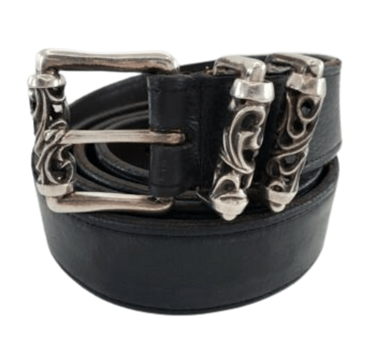 Chrome Hearts Black Soft Leather Sterling Silver Roller Belt WHAT’S ON THE STAR?