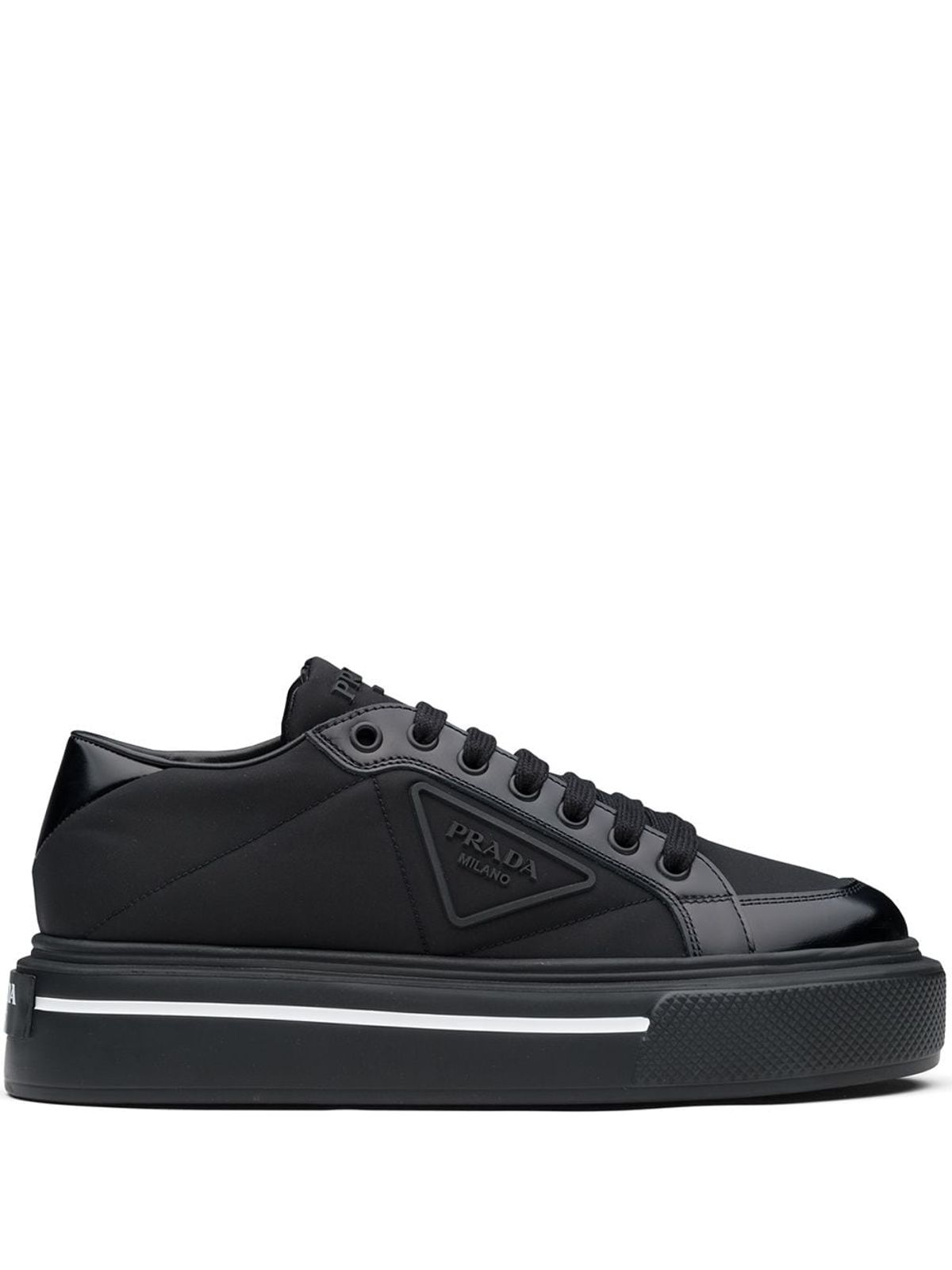 Prada Macro Re Nylon Brushed Leather Sneakers WHAT’S ON THE STAR?