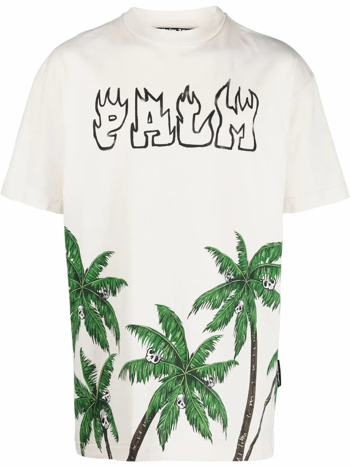 Palm Angels PalmPrint CottonJersey White TShirt WHAT’S ON THE STAR?