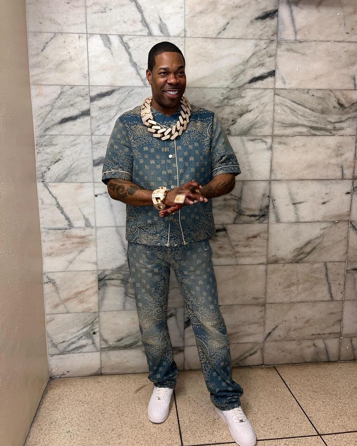 Busta Rhymes Outfit from April 30, 2024 WHAT’S ON THE STAR?