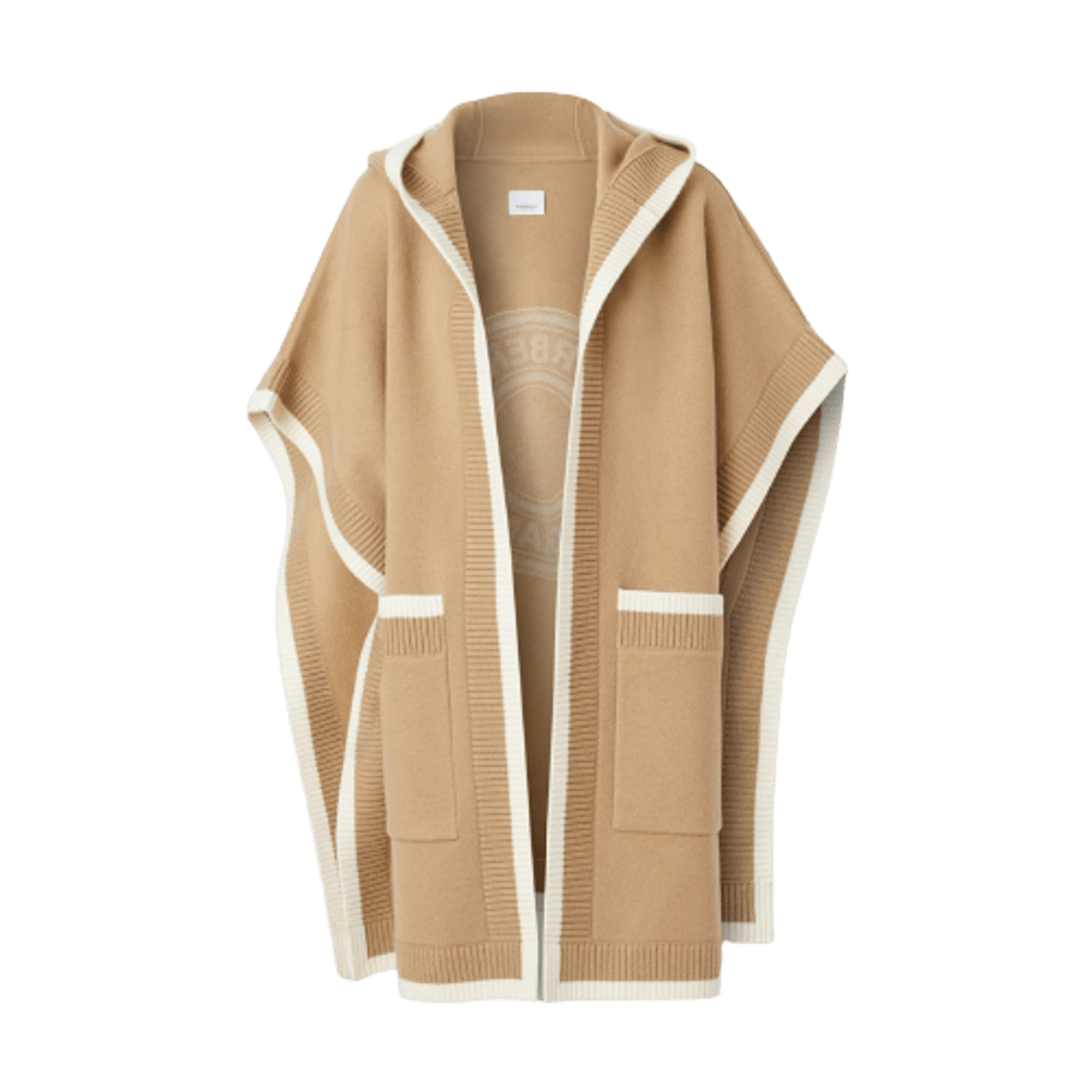 Burberry Logo Graphic Wool Cashmere Jacquard Hooded Cape In Beige