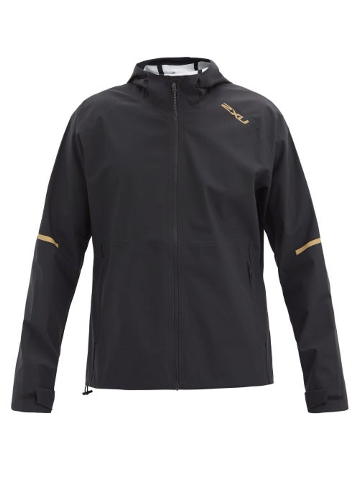 2XU Ghst Waterproof Hooded Jacket In Black Gold WHAT’S ON THE STAR?