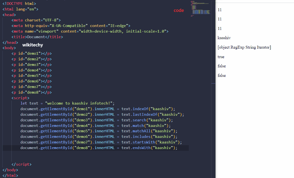 JavaScript String search() Method JavaScript Methods for Searching