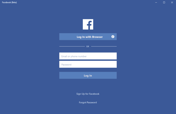 Facebook app for Windows 10 speeds up the sign in process